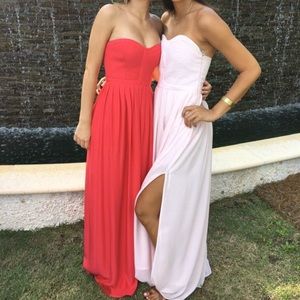 Coral maxi strapless dress